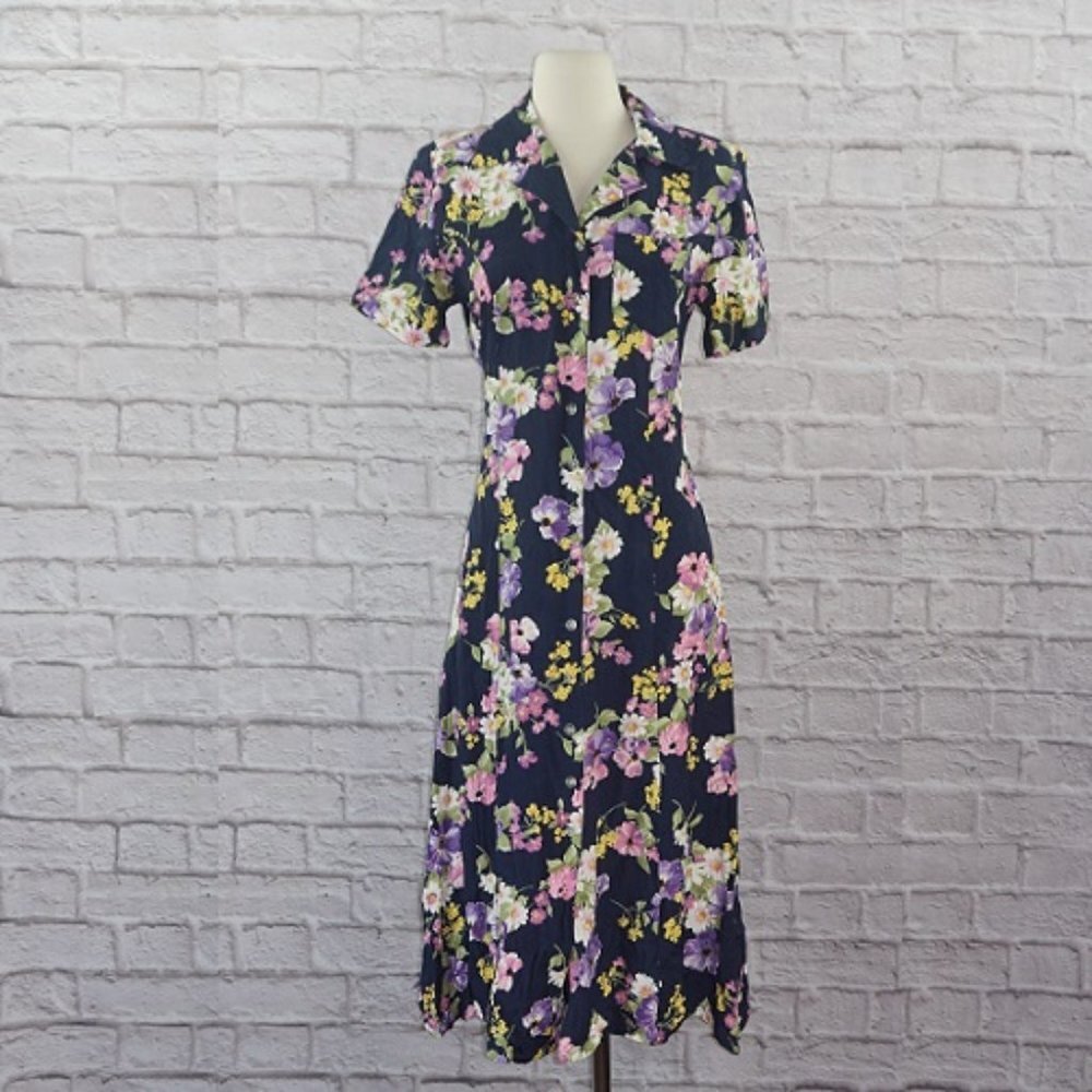 Vintage 90s Floral Midi Dress